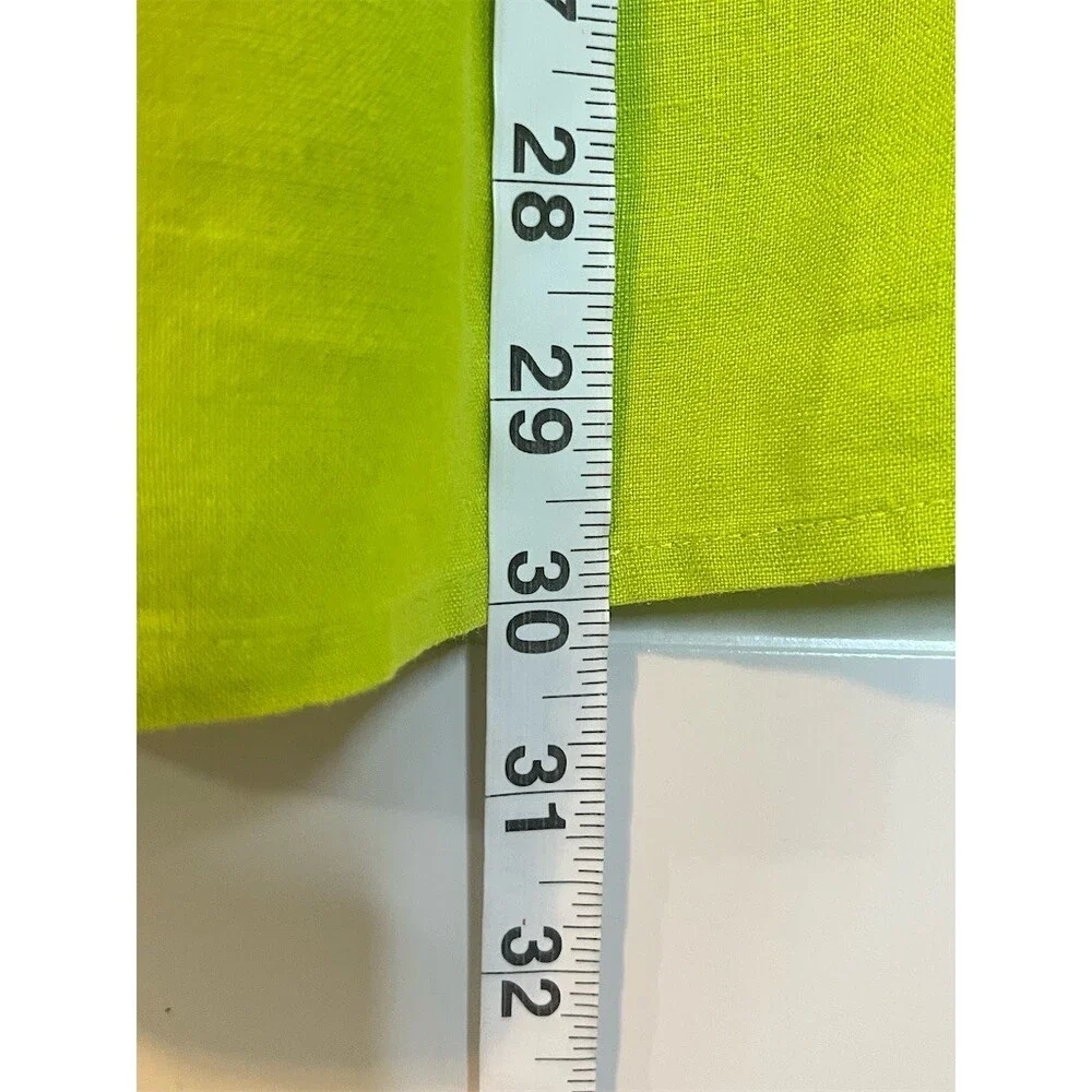 100% Linen Pintuck Pleated Top Green Workwear Vacation Lightweight Breathable - Picture 8 of 9